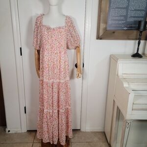 Chelsea28 Nordstrom Floral Smocked Puff Sleeve Tiered Cottagecore Dress Size XXL